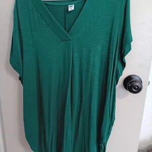 Ladies Emerald Green Extra Large V-Neck SS Blouse